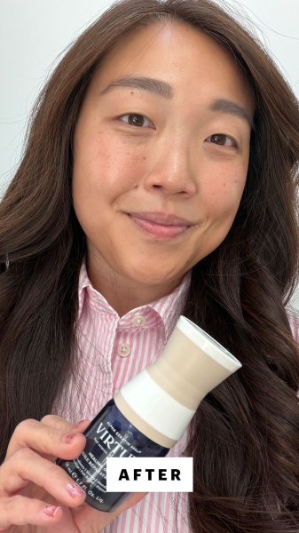 Christa Joanna Lee applying the Virtue Healing Oil