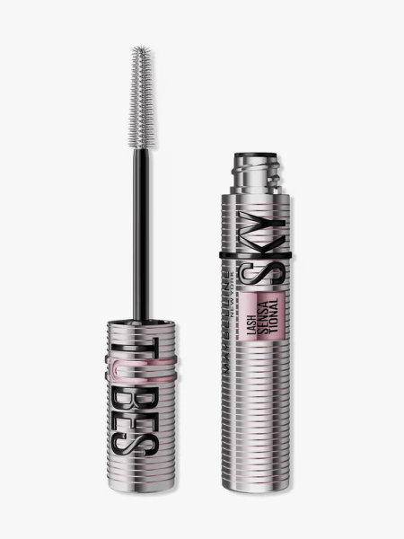 Maybelline New York Lash Sensational Sky Tubes Tubing Mascara in branded component on a light gray background