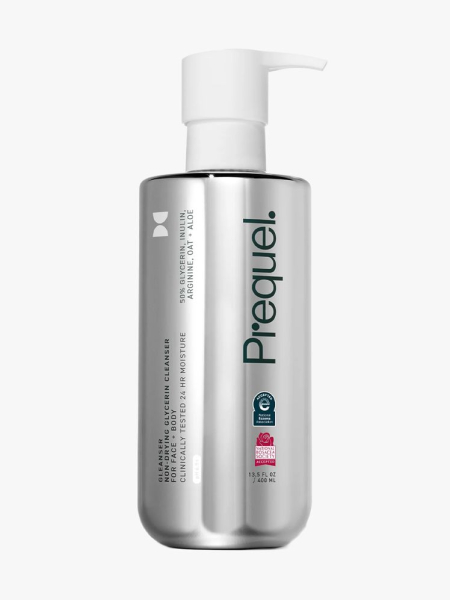 Prequel Gleanser in branded component on a light gray background