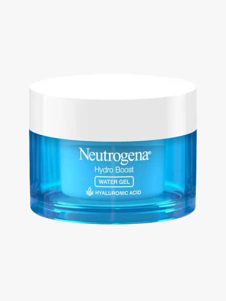 Neutrogena Hydroboost Water Gel in branded tub component on a light gray background