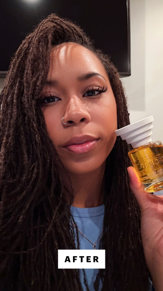 Allure contributor Jailynn Taylor after applying the Ccred Nourishing Hair Oil