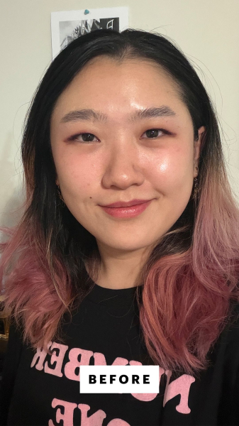 Allure commerce editor before Sarah Han applying the Fable and Mane HoliRoots Hair Oil