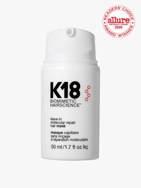 Bottle of K18 Repair Hair Mask on white background